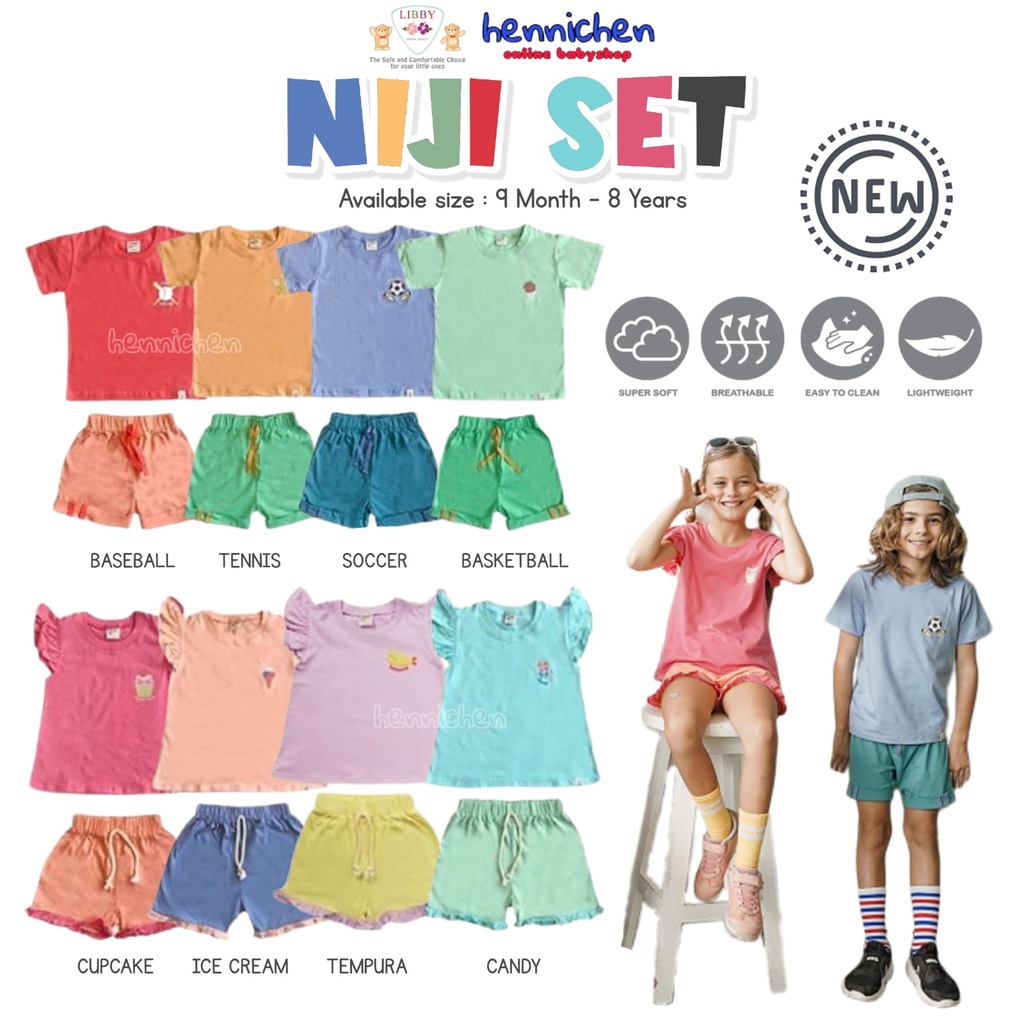 LIBBY BABY NIJI SET BOY AND GIRL SETELAN ANAK PEREMPUAN DAN LAKI-LAKI 9 BULAN - 8 TAHUN