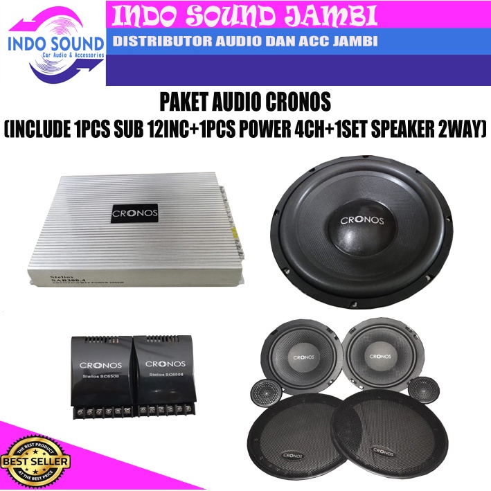 PAKET AUDIO MOBIL CRONOS LENGKAP SUBWOOFER POWER SPEAKER 2WAY