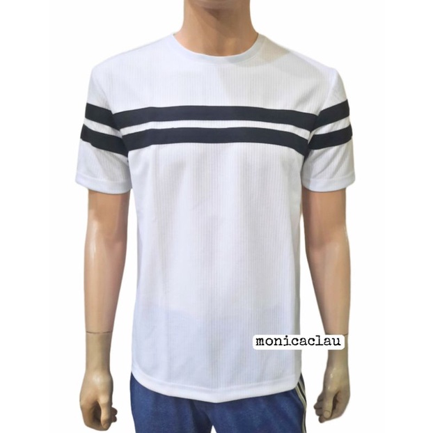 Kaos Pria Poshboy Original Osaka Casual Tshirt Rib Polyblend Hitam Navy Putih Stripes
