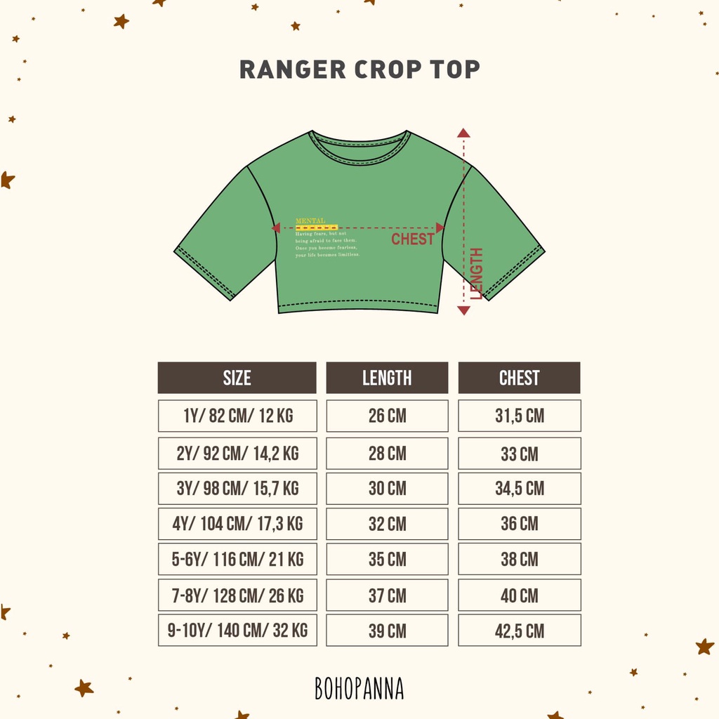 BOHOPANNA RANGER CROP TEE SHORT BIKER BAJU ATASAN CROP ANAK CELANA PENDEK ANAK BOHO BABY 1-10 TAHUN