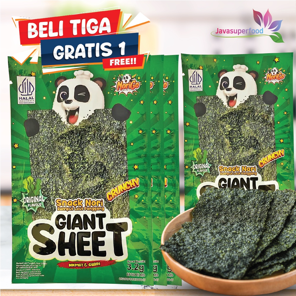 [BELI 3 PCS GRATIS 1] Norigo / Snack Nori Giant Sheet  / Snack Rumput Laut 9.6g