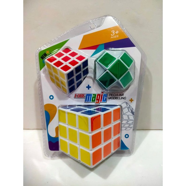 Mainan rubik magic Cube 3x3 isi 3