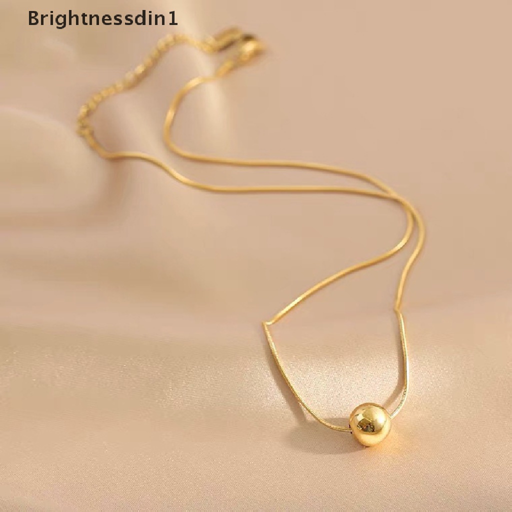 [Brightnessdin1] Halus Sederhana Bola Liontin Kalung Fashion Perhiasan Aksesoris Gadis Klavikula Rantai Tahan Air Bola Manik Pesona Chokers Liontin Kalung Kalung Butik