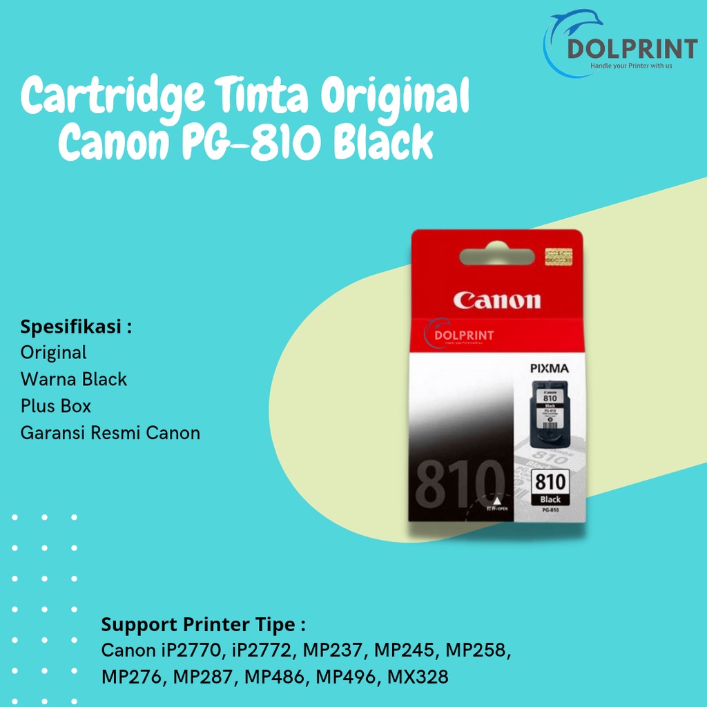 Cartridge Tinta Original Canon PG810 PG-810 PG 810 Black, Cartridge Printer Canon IP2770 IP2772 New