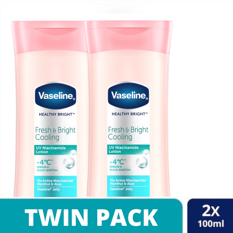 Vaseline Lotion Healthy Bright Fresh &amp; Bright Cooling 100ml Twinpack