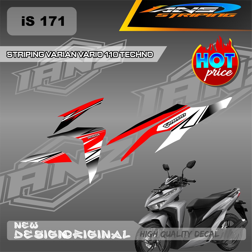 TERBARU DECAL VARIO STRIPING  TECHNO 110 KONSEP / STIKER VARIO TECHNO 100cc MATERIAL BAHAN SUDAH MENGGUNAKAN LAMINASI / STIKER KERETA VARIO TECHNO OLD IS171