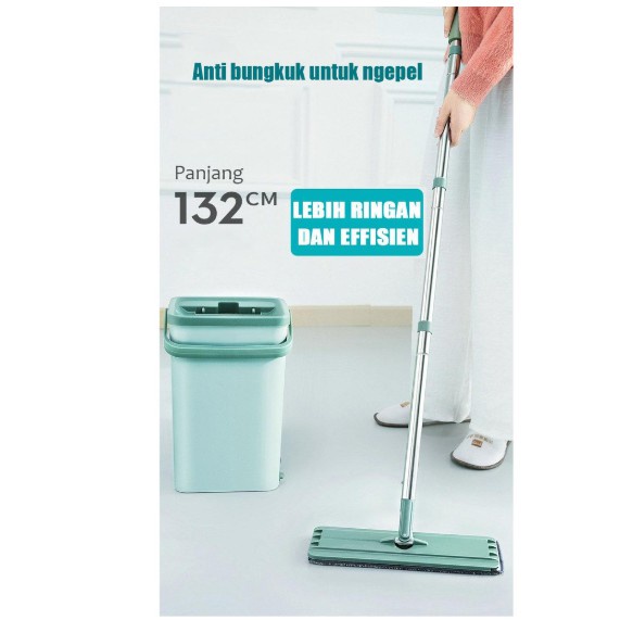 Alat Pel Praktis Standing MOP BOX Serbaguna Alat Pel Lantai Kain dengan Ember Otomatis