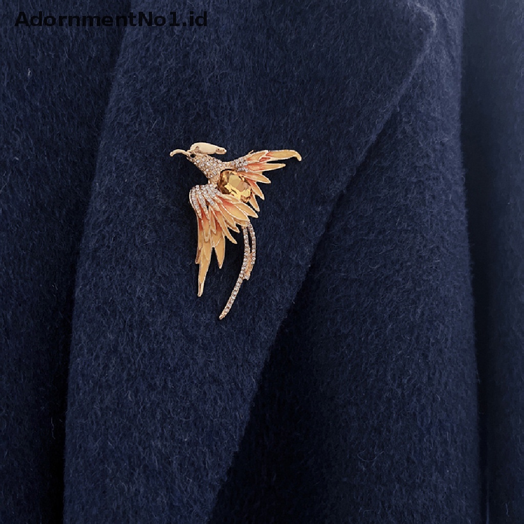 [AdornmentNo1] Bros Burung Phoenix Enamel Kristal Pin Hewan Untuk Wanita Pria Brooch Pin Hadiah [ID]