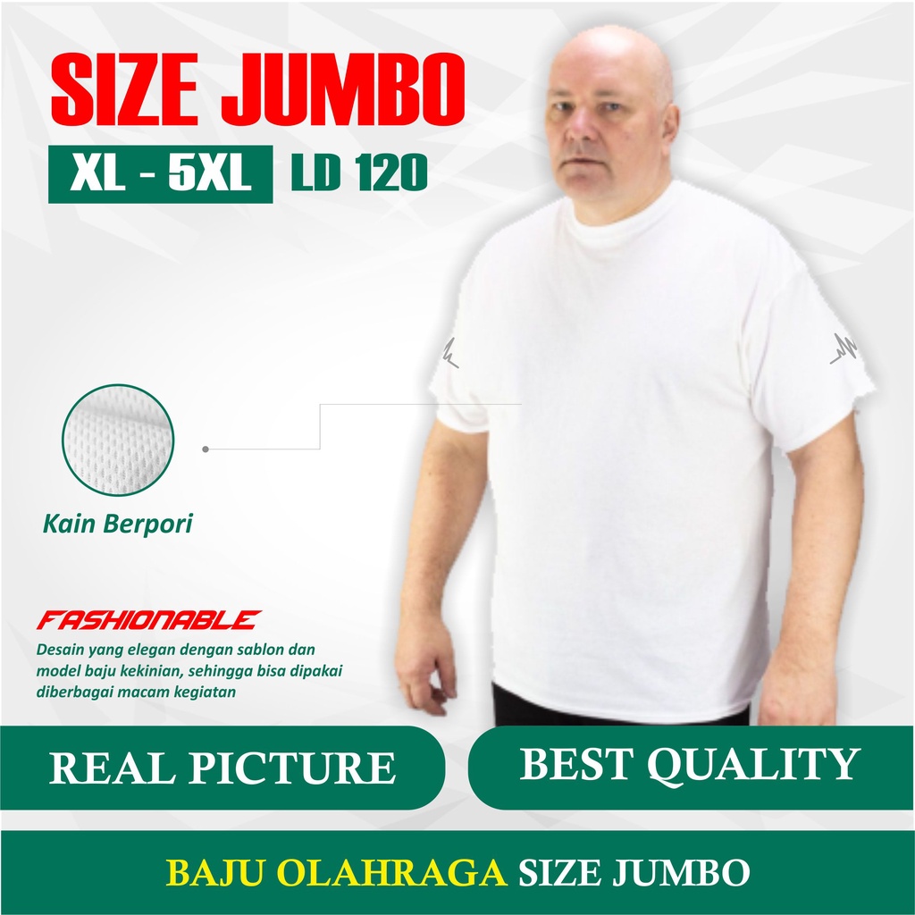 Baju Olahraga JUMBO Kaos Sport Big Size XL XXXL XXXXL LD 120 100kg +++