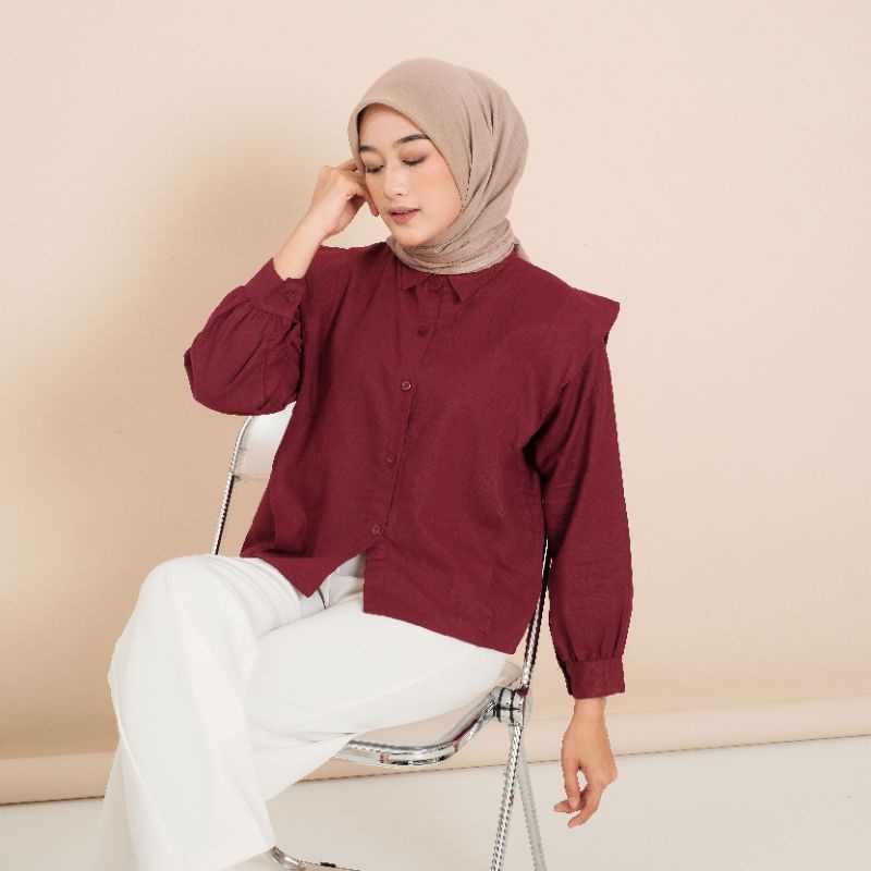 Zia Blouse Linen - Kemeja Rempel