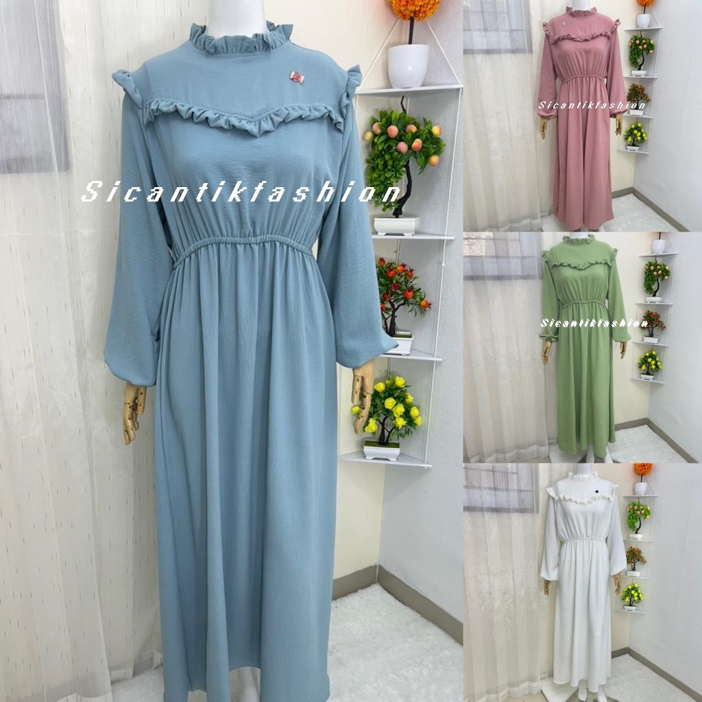 Dress Wanita Fashion Muslim // Long Dress Wanita Crinkle airflow