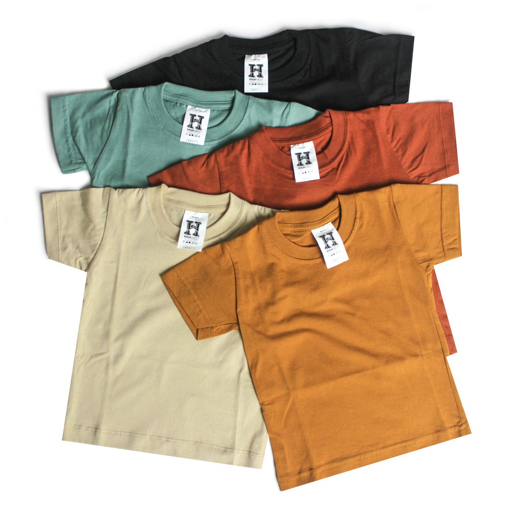 Kaos Polos Anak Unisex Lengan Pendek Bahan Combed 30s Usia  1-10 Tahun