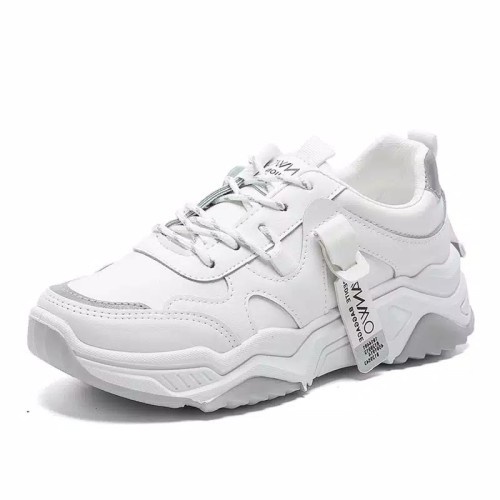 Sepatu Sneakers Wanita Putih Abu Tali Casul Style Import Korea Wanwoo Sol Tinggi FSH151