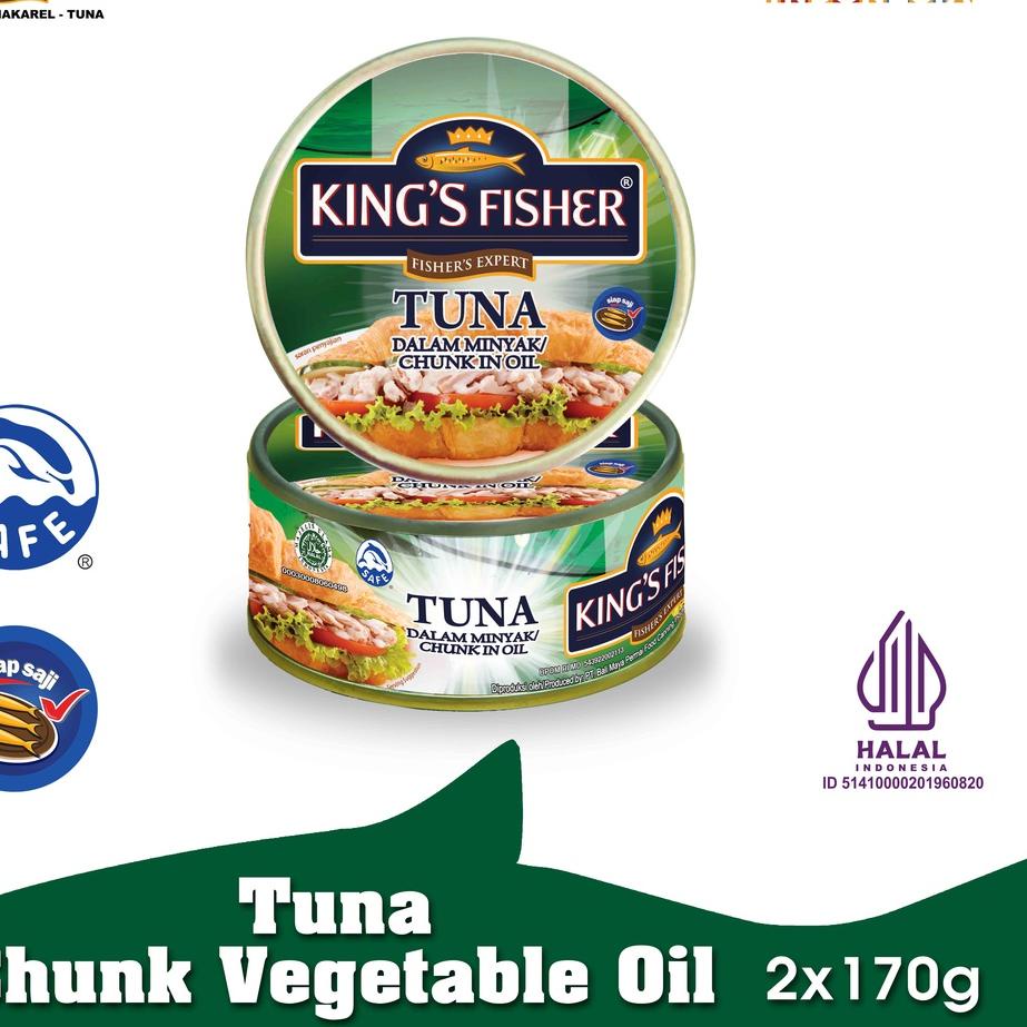 

Discount |BMH|King's Fisher Paket 2 pcs Tuna dalam Minyak Nabati Tuna in Oil Daging Makanan Kaleng 170 gr