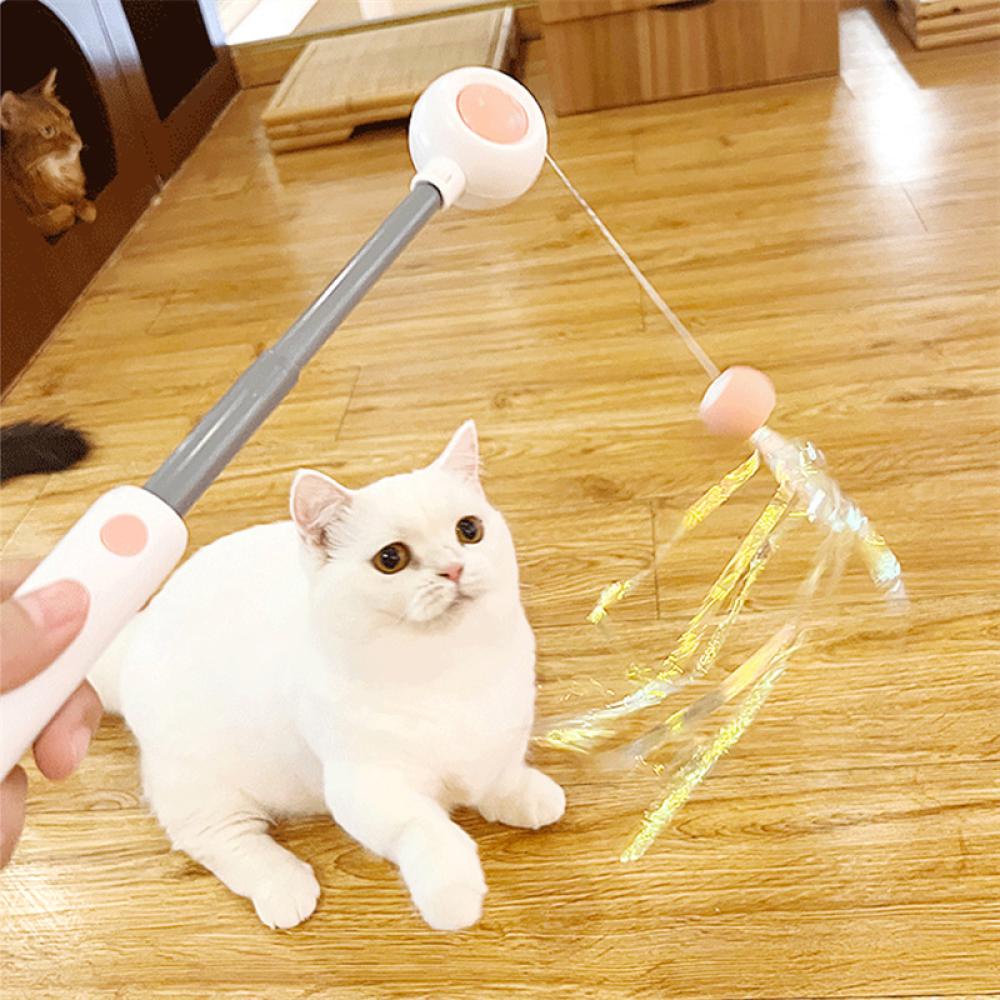 Timekey Mainan Kucing Interaktif Penggoda Bulu Kucing-Penggoda Tongkat Pet Retractable Refill Replacement Catcher Product Untuk Anak Kucing M6X1