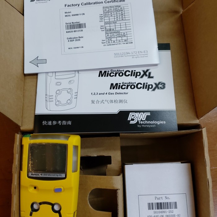Sensor Bw Honeywell Gas Alert Microclip Xl Multi Gas Detector 4 Gas