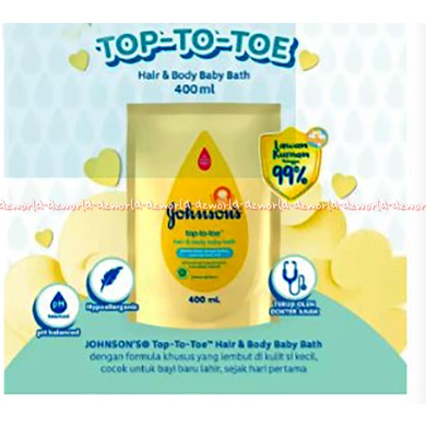 Johnson Top To Toe 400ml  Baby Wash Sabun Mandi Cair Sabun Bayi Refil 400mL Johnson's