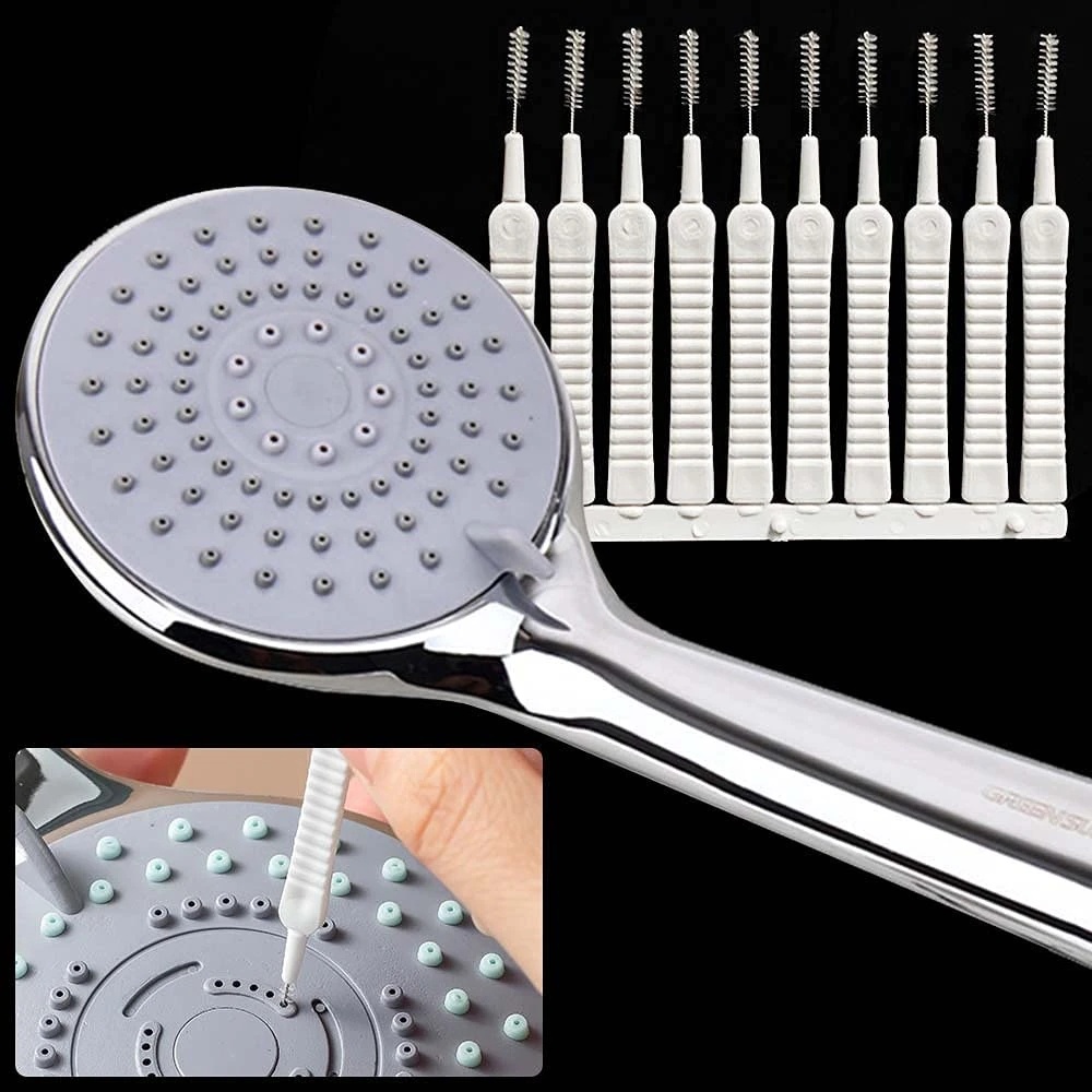 10pcs/set Portable Shower Head Sikat Pembersih Mini Anti Sumbat/Sikat Penghilang Debu Lubang Hp Serbaguna/Sikat Pencuci Gap Peralatan Rumah Tangga