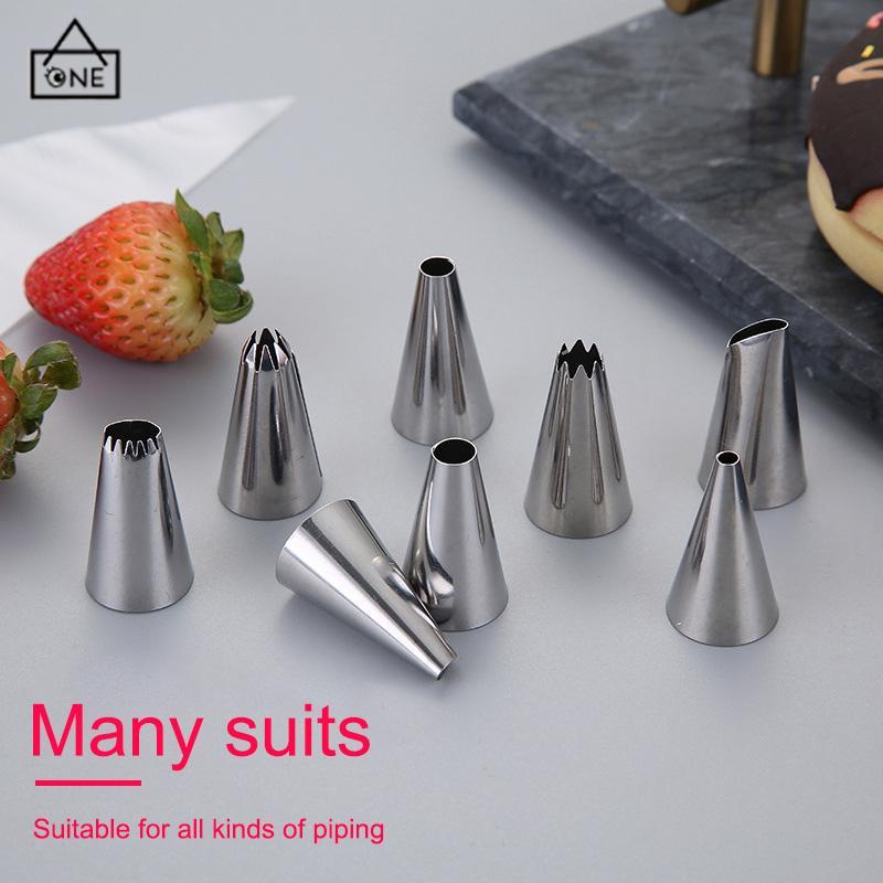 COD❤️Cupcake Nozzles Stainless steel piping nozzle Stainless steel piping nozzle Spuit Baking Cake Decorator-A.one