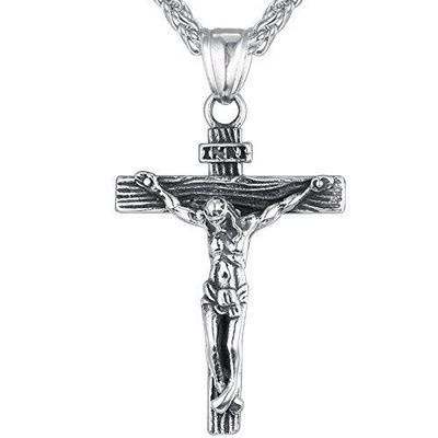 Kalung Desain Salib Yesus Paskah | Kalung Rantai Klavikula | Perhiasan Bahan Titanium Steel | Ornamen Bahan Stainless Steel