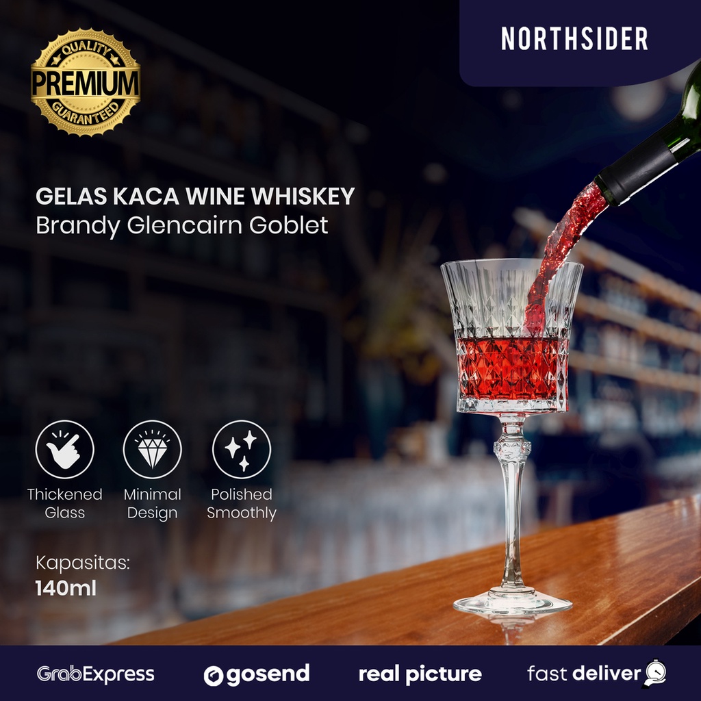 GELAS KACA WINE WHISKY RISORANTE TOSCANO CRYSTAL DIAMOND 07 - 140ML