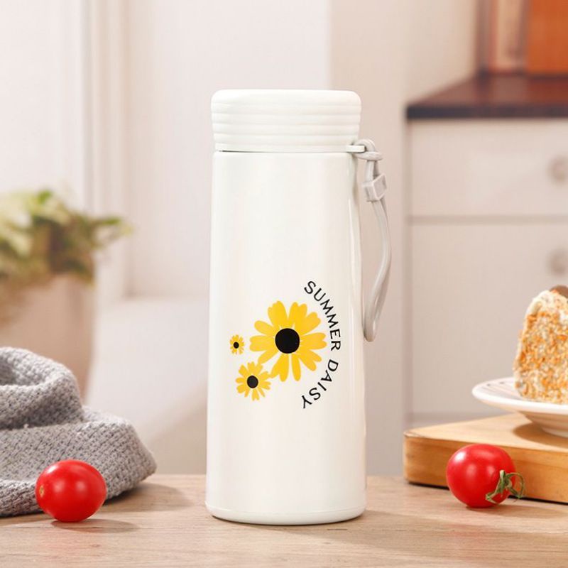 DC B ( B00013 ) BOTOL MINUM KACA BUNGA DAISY NO BOX BISA BUAT SOUVENIR / TIDAK BISA MEMILIH