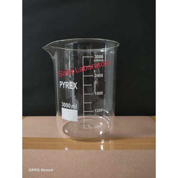 Beaker Glass 3000ml Pyrex / Gelas Kimia / Gelas Beaker / Gelas Piala