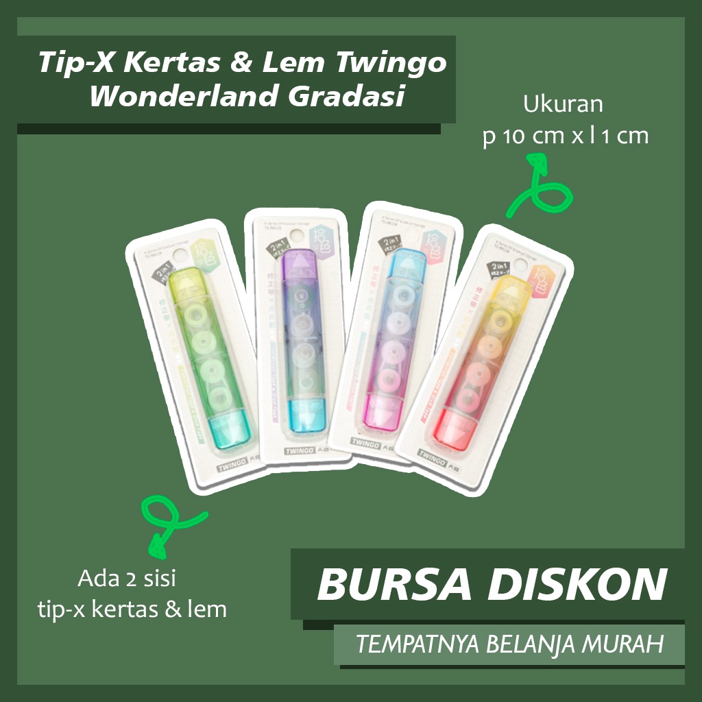 

Tip - Ex Kertas & Lem Twingo Wonderland Gradasi Glue Correction Tape