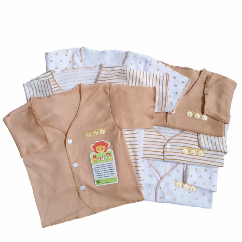 (6 Pcs) Baju Bayi SNI Kemeja Bayi Newborn 0-6 Bulan Excellent 77 | TISUKA | E77 | Lengan Panjang | Pendek | Buntung