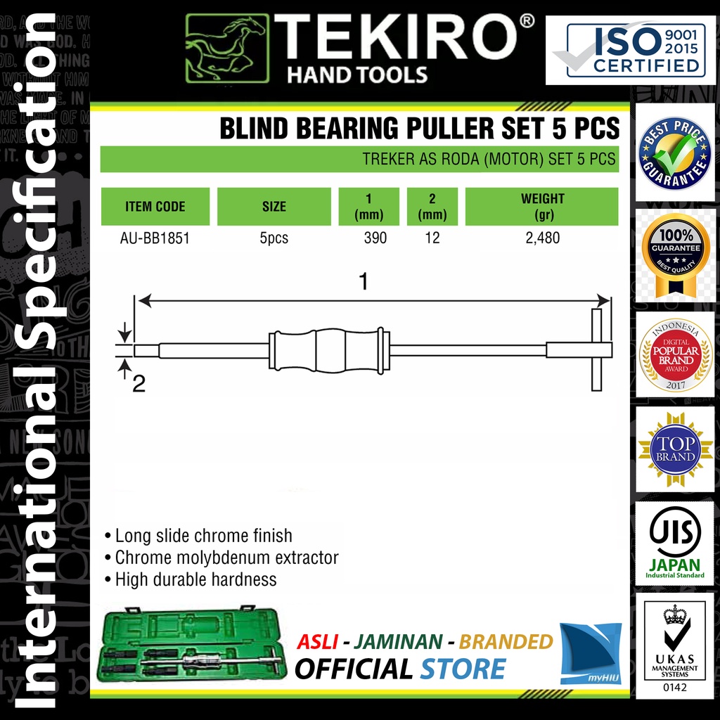 Penarik / Treker / Tracker Lahar Dinding Isi 5 pcs / Blind Bearing Inner Puller Set PRO TEKIRO