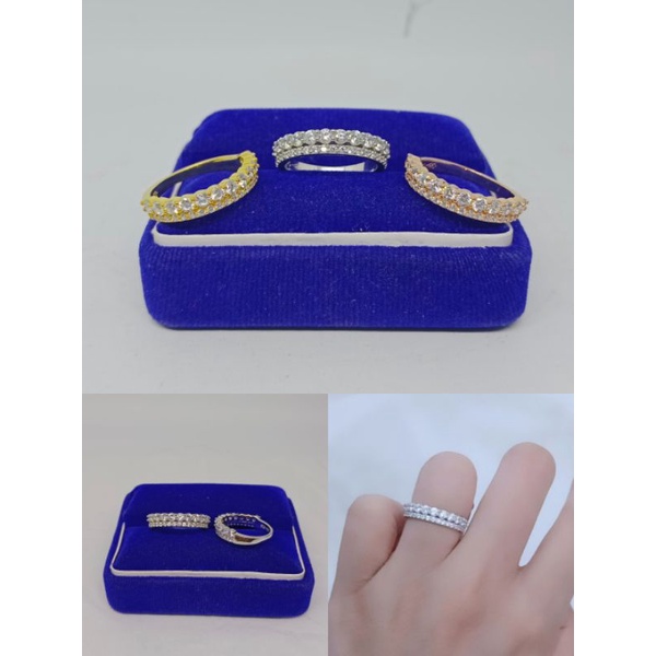 cincin listring mp 2 brs mp kecil &amp; sedang/perak asli silver 925 lapis emas/perhiasan fashion wanita terbaru