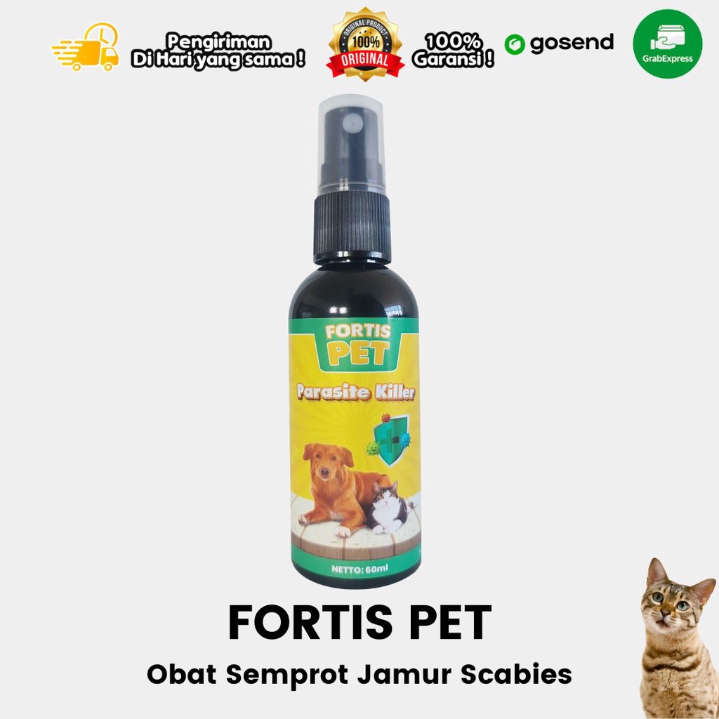 Obat Jamur Scabies Kucing Anjing Anti Parasite Spray Fortis Pet 60 ml