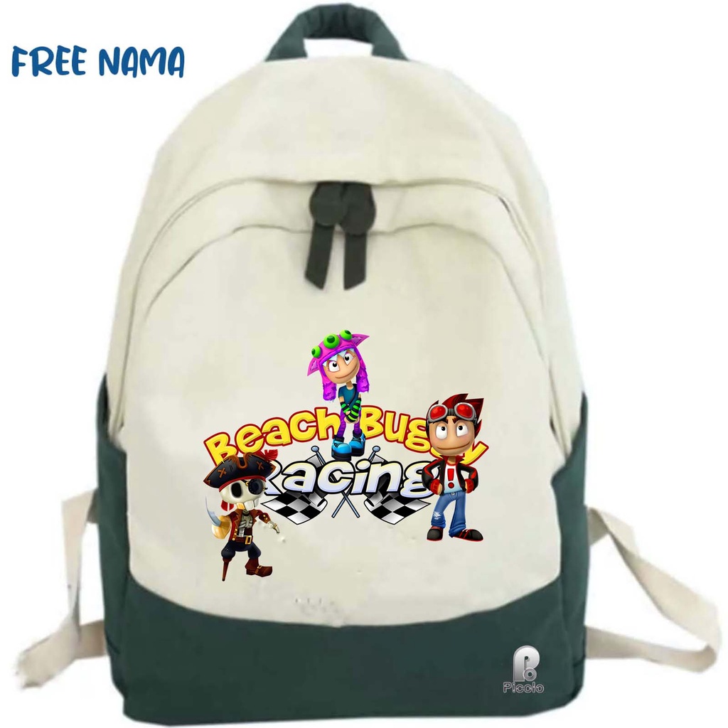 TAS RANSEL BACKPACK ANAK SEKOLAH MOTIF BEACH BUGGY RACING UNISEX (FREE NAMA)