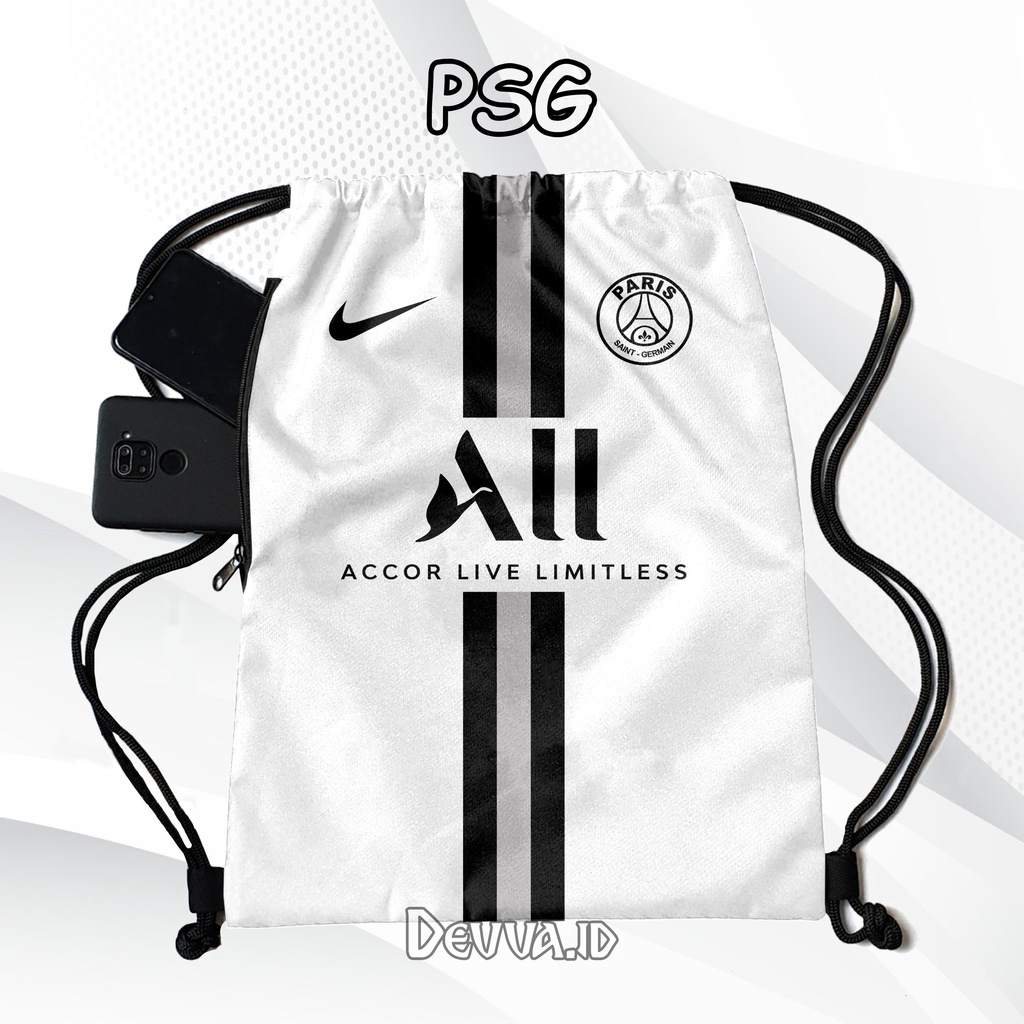 Tas Serut Anti Air String Bag Full Print Pria Dan Wanita Motif PSG Tas Sekolah Tas Olahraga