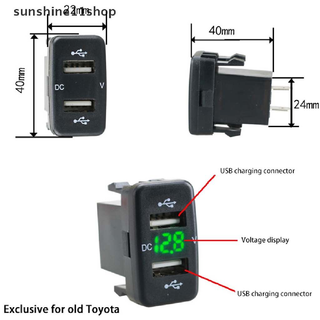 Sho Fast Charger Charger Mobil Dual Port 12-24V 4.2A Soket Dengan Tampilan Tegangan Power Socket Charger Aksesoris Otomatis Dengan Line N