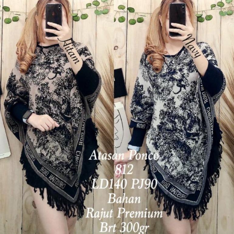 HARGA BERSAHABAT Atasan Rajut Ponco import Premium