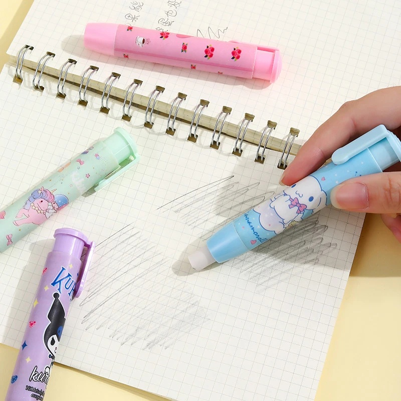 [Warna Random] Kreatif Sanrioed Kawaii Press Eraser Lucu Anime Kartun Penghapus Alat Tulis Hadiah Perlengkapan Kantor