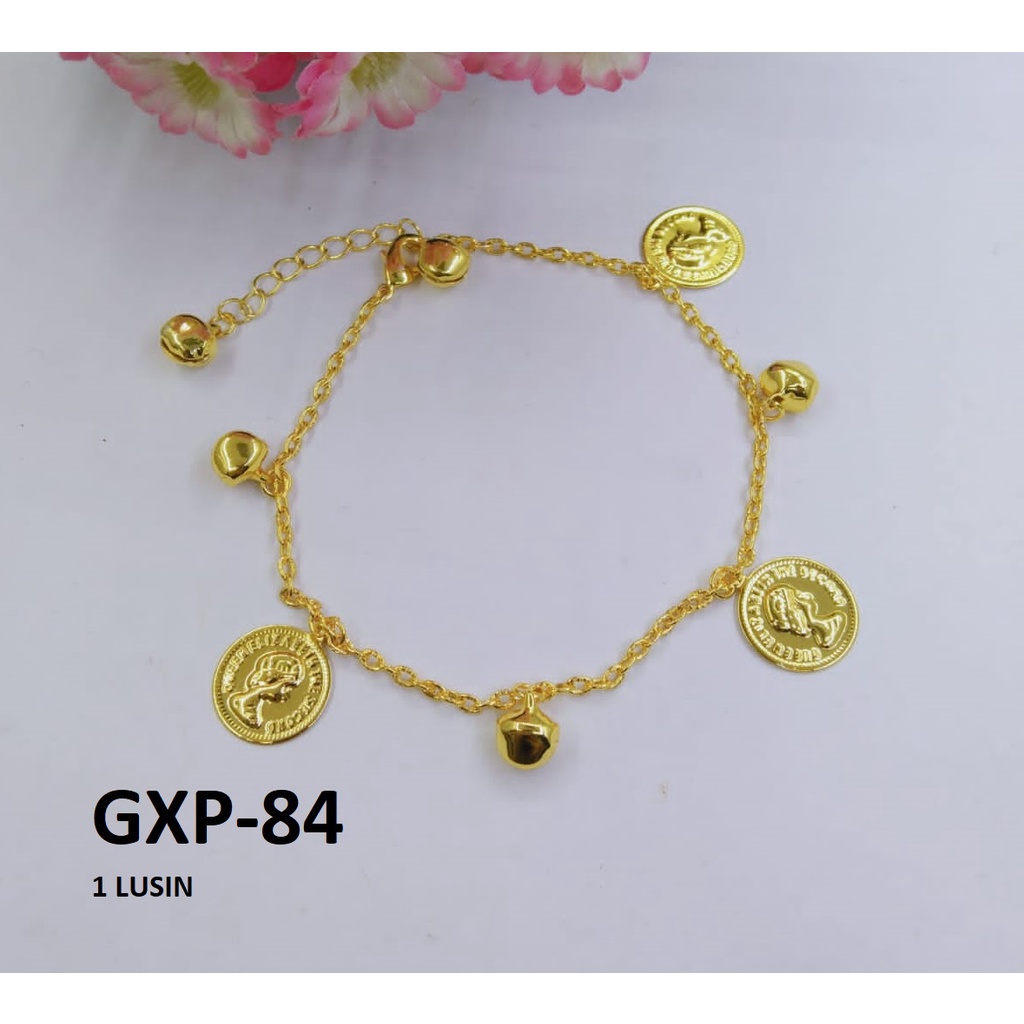 [1 LUSIN ISI 12] GELANG XP RANTAI EMAS GOLD LONCENG KOIN TERMURAH / DUNIA GELANG TERBARU