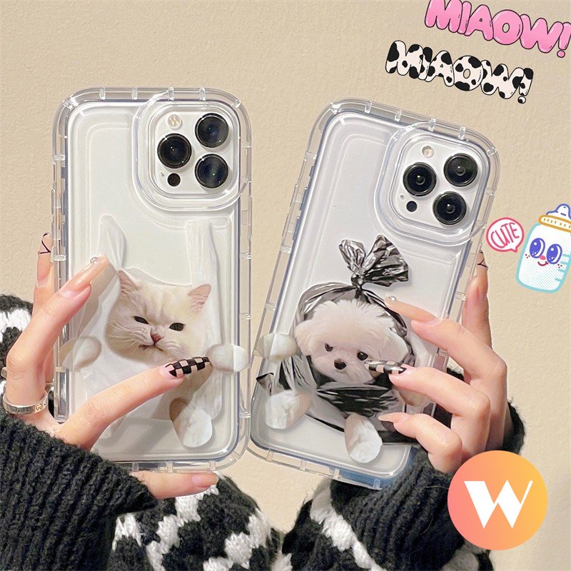 Casing Xiaomi Redmi 9A A1 10A 9T 10 9C NFC Redmi Note10 Note 11 10 10s 9 11s Note10s Note9 Note11 Transparan Lucu Lucu Kartun Kucing Anjing Shockproof Airbag Couple Soft TPU Case