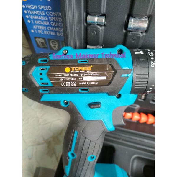 TORA 13 MM SET 20V Bor Beton Cordless Baterai Cas 13mm 20 V