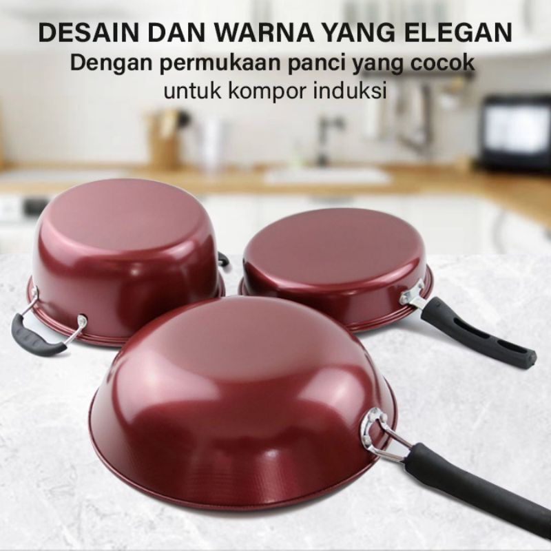 Panci set , GSF 2630 , QME 2432 wajan , wok, enamel , saucepan tutup kaca