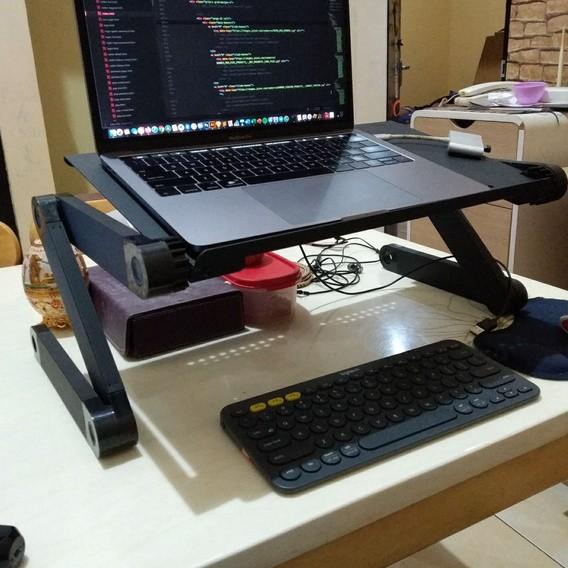Meja Laptop Portable/Meja Laptop Lipat/Meja Laptop Fleksibel+Kipas