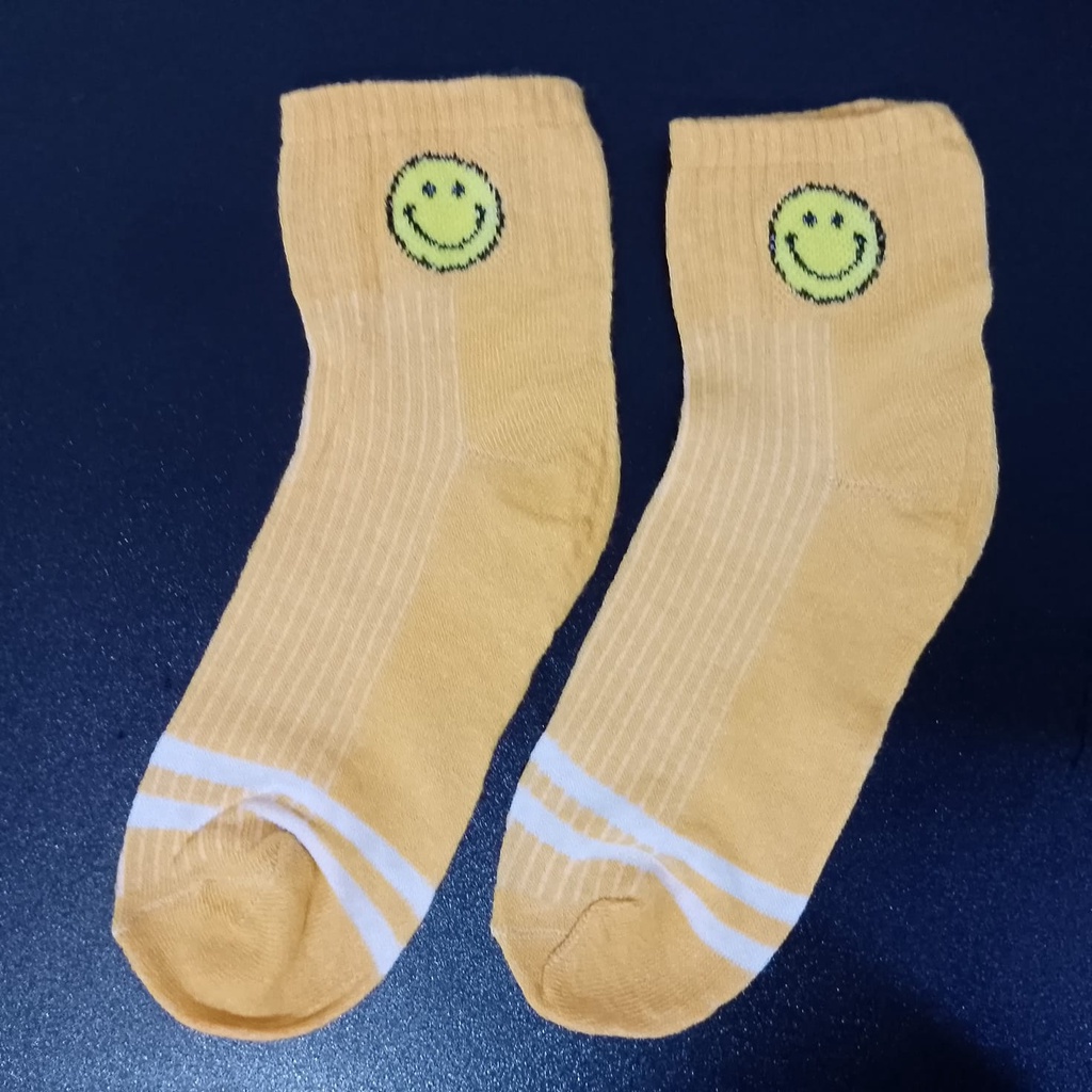 Kaos Kaki KS52 kaos Kaki Wanita Motif Emot Smile Fashion Korea