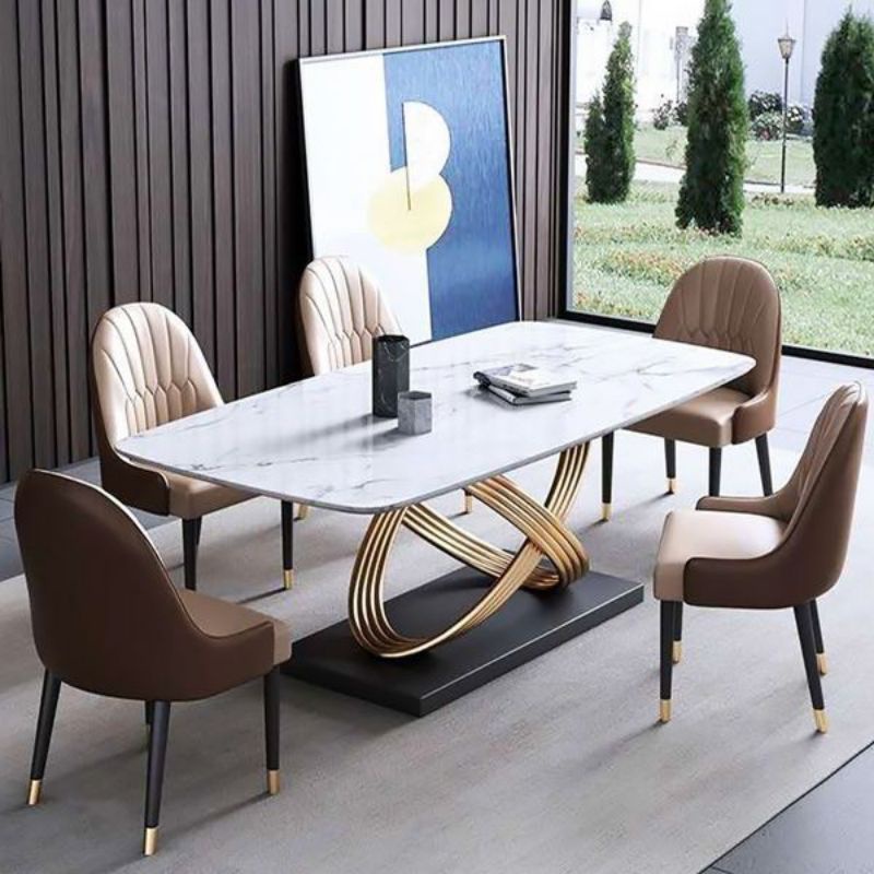SET MEJA MAKAN MARMER BESI MINIMALIS MODERN 4 KURSI, SET KURSI MAKAN MARMER 4 KURSI TERBARU