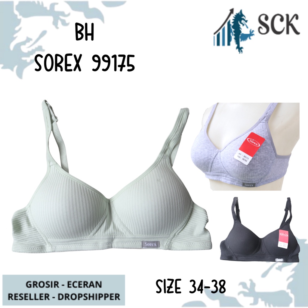 BH SOREX 99175 Tanpa Kawat Busa Tipis / Pakaian Dalam Wanita Motif Salur GROSIR