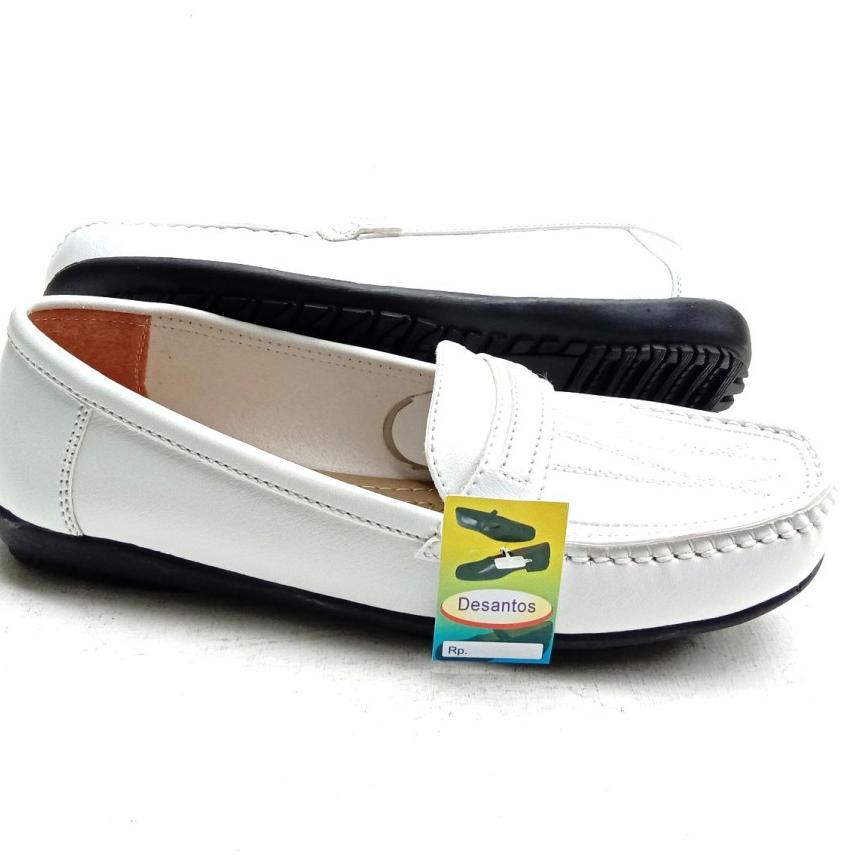 Paling Laris SEPATU KERJA KANTOR PERAWAT FLAT PANTOFEL FULL PUTIH DESANTOS ORINAL SIZE 37 - 41 / B 1
