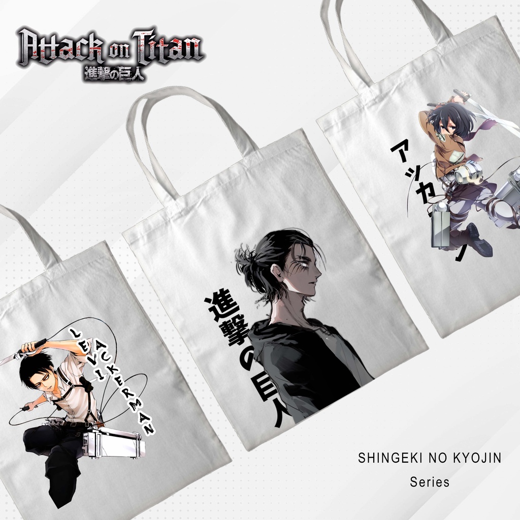 Totebag Anime Attack on Titan Eren Zeke Sasha Levi Titan Shingeki no Kyojin tote bag premium titan corps