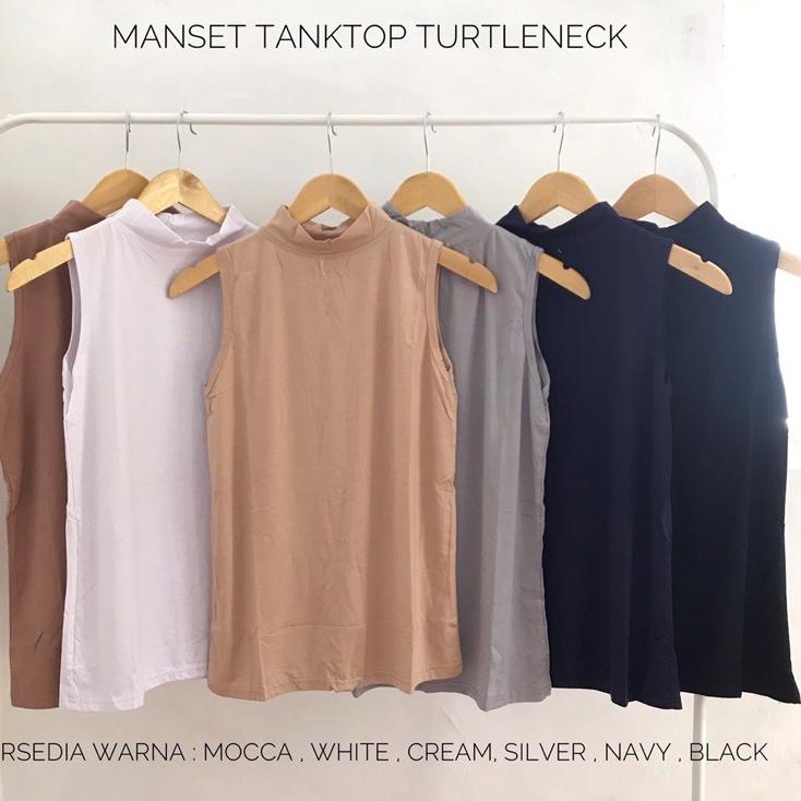 ✨SHOPEE MALL✨ Manset Tanpa Lengan Inner Manset Buntung Kerah Tinggi Dalaman Buntung Kaos Daleman Wan