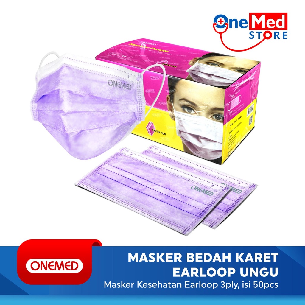 OneMed Masker Karet Medis Ungu box 50pcs OJ