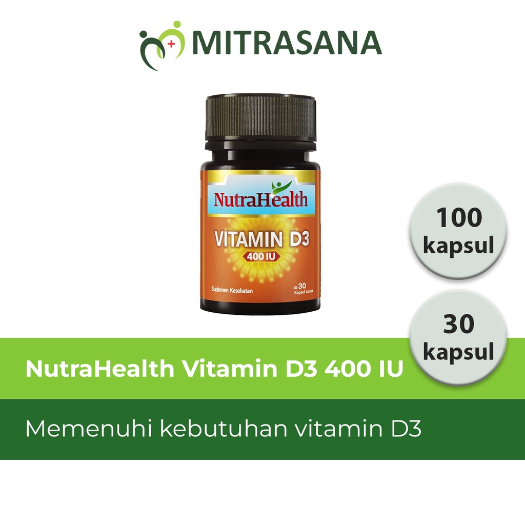 NutraHealth Vitamin D3 400 IU - 30 &amp; 100 Kapsul Lunak